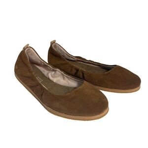 TOMS Suede Ballet Flats Brown Slip On Comfort Minimalist Casual Shoes Womens 8.5